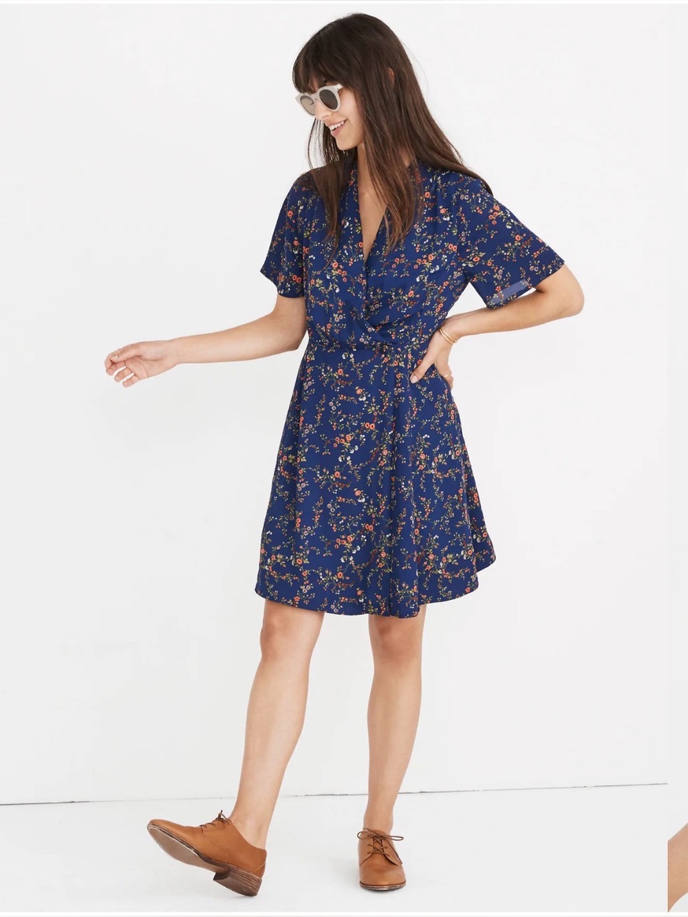 Madewell Amaranth Wrap Dress in Moonless Floral